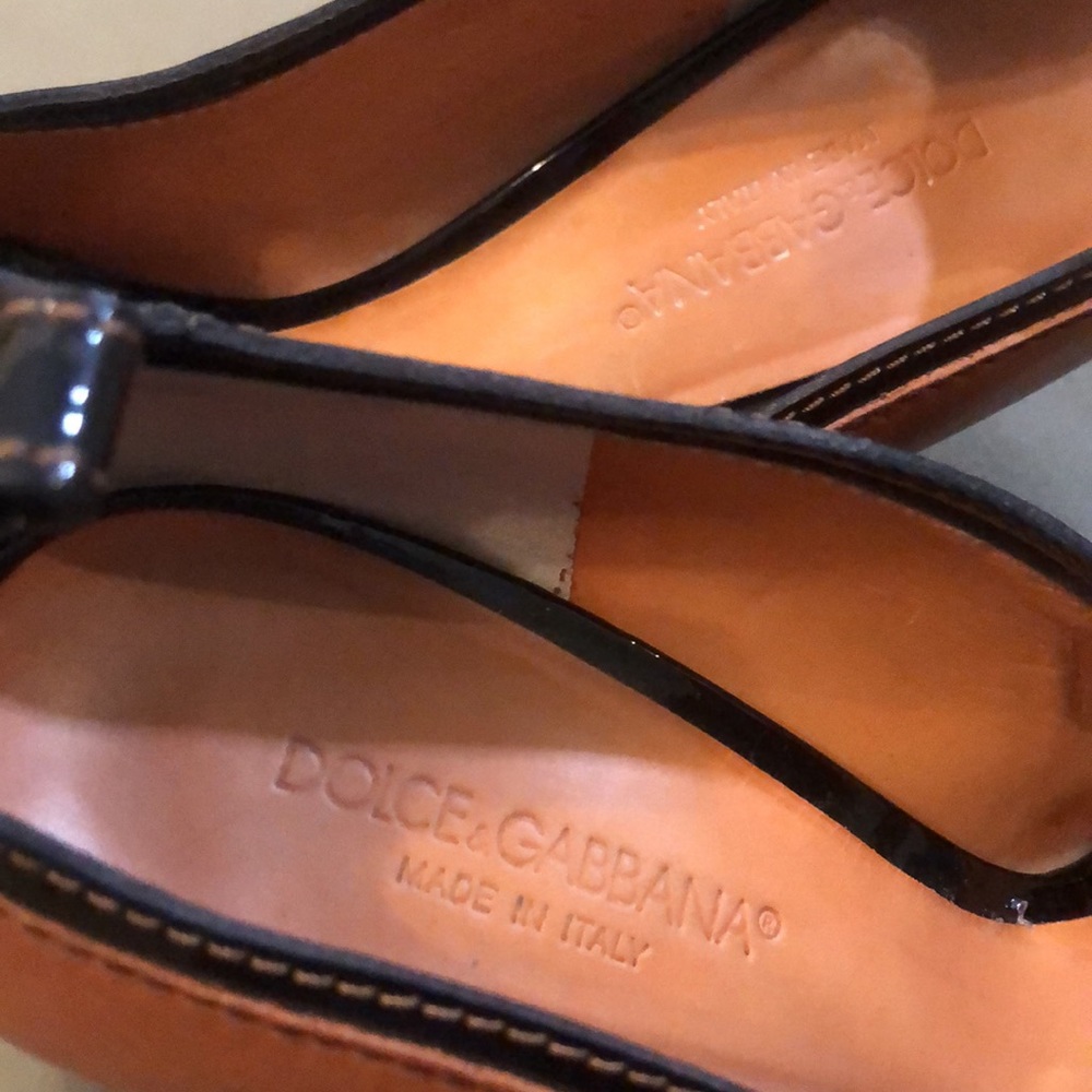 Dolce Gabbana Vero cuoio  Open Toe brown/ black color leather Heels. Size 39- 9” - Picture 10 of 16